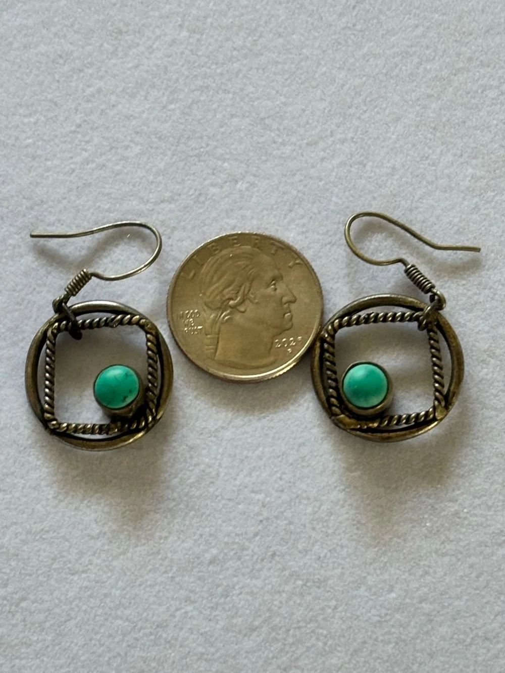 Sterling Silver Taxco Turquoise Earrings
